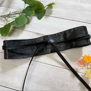 ModCloth black obi vegan leather wrap waist cincher belt women’s